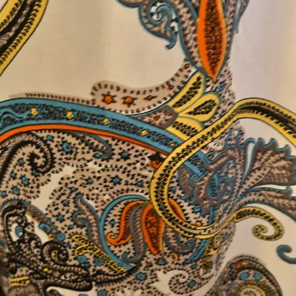 Paisley Print Dress with Lace Bell Sleeves - Picture 3 of 3